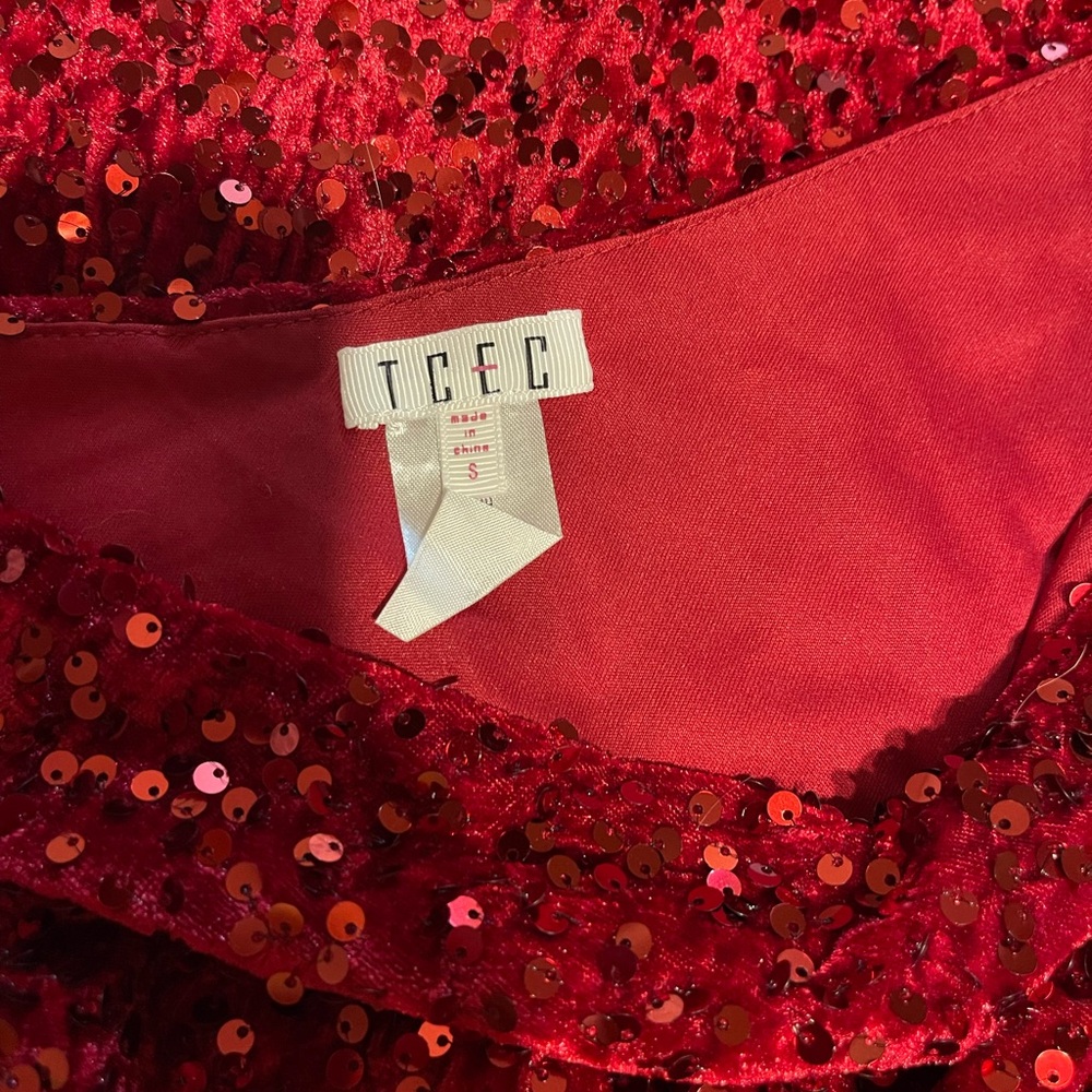 TCEC Sparkling Red One-Shoulder Dress - Picture 2 of 2